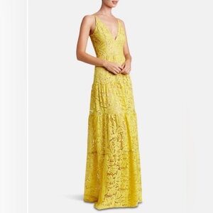 Dress The Population Melina Canary Yellow Lace Dress Medium Maxi Long